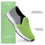 Avant Men's Dual Mesh Slip On Sports Shoes - Parrot Green/Grey